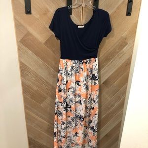 Floral Short Sleeve Maxi Dress